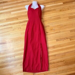 ❤️ Vintage 90s Red Halter Neck Maxi Dress ❤️